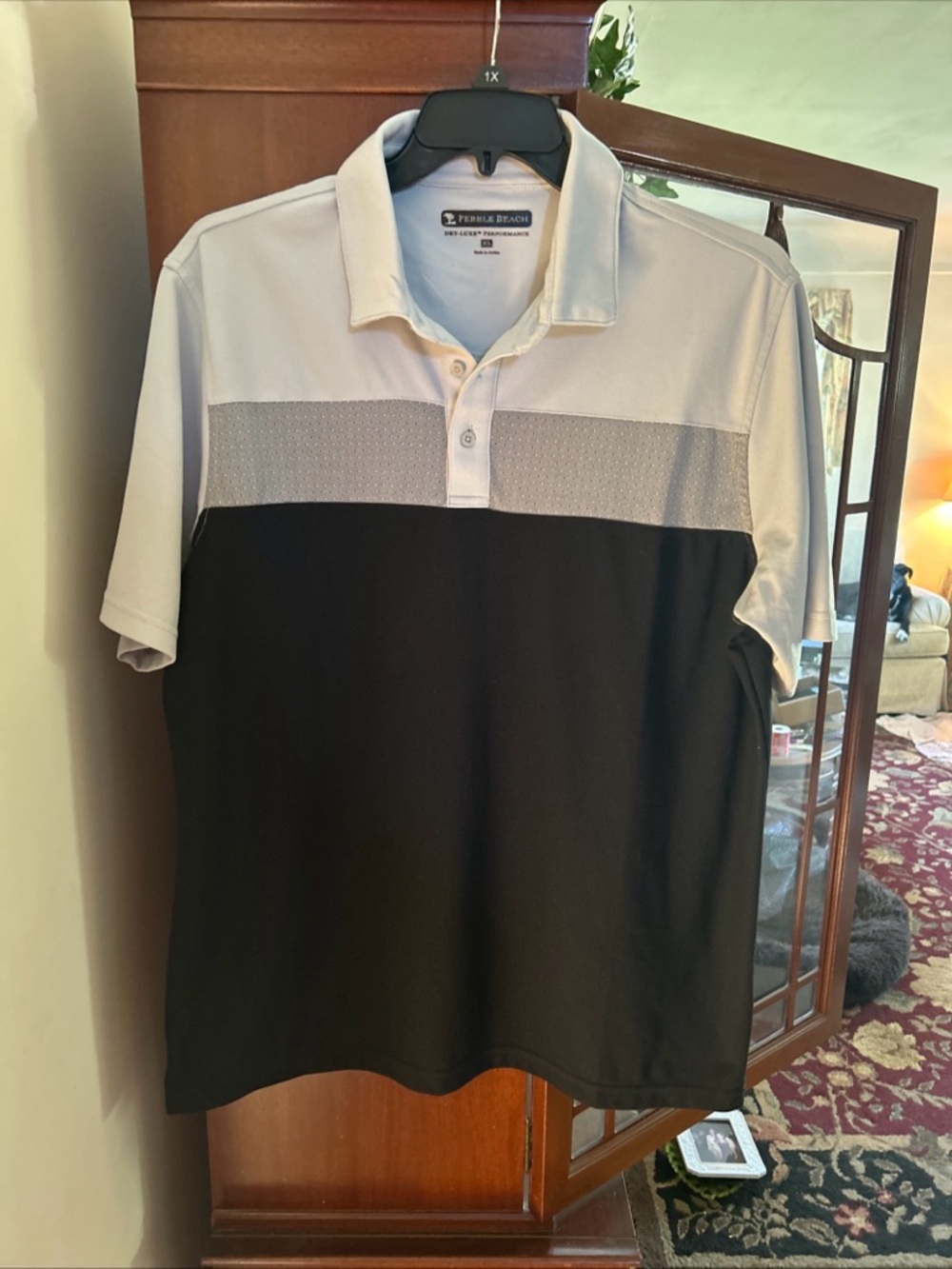 Pebble Beach Men's Black and Light Gray Colorblock Polo